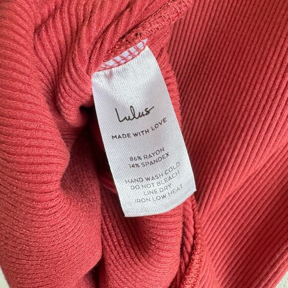 Lulu’s Pink Ribbed Knit Surplice Bodysuit Women's XL - Picture 6 of 6